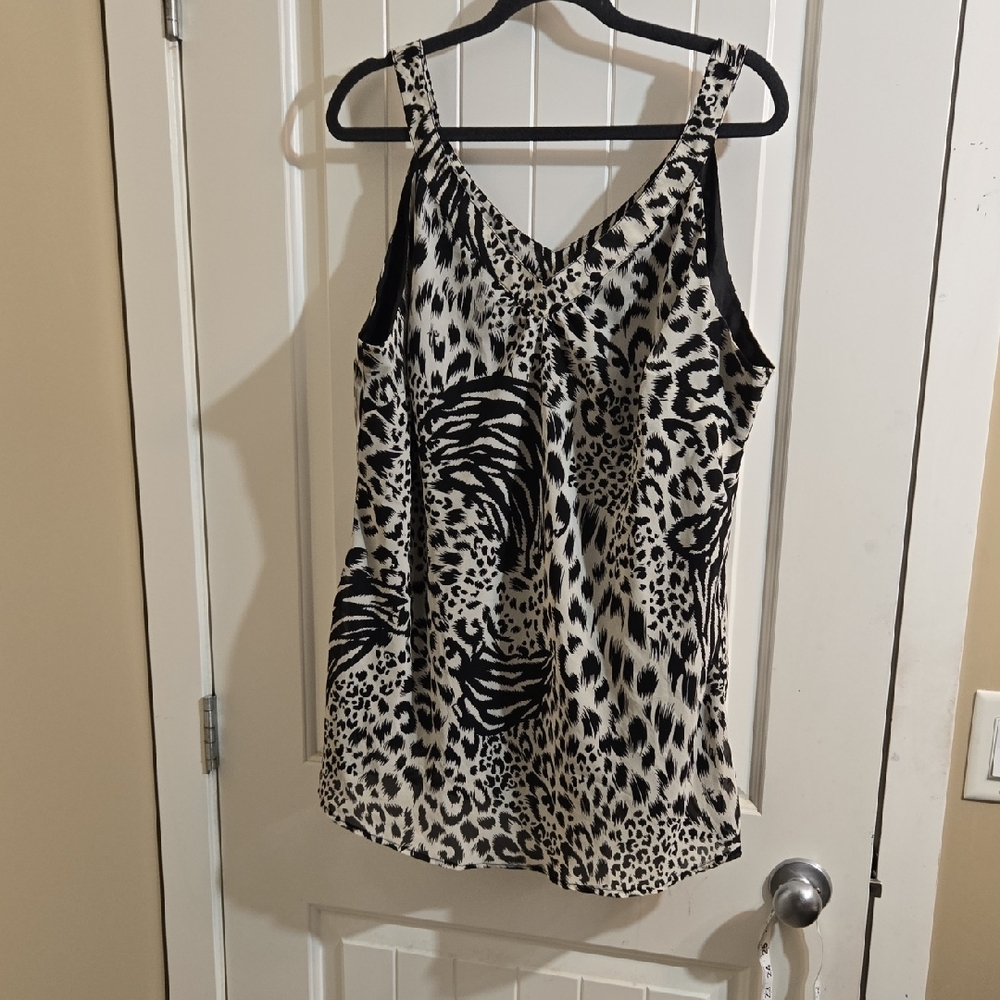 Addition Elle Plus Size 22 Stylish Leopard Print Camisole Shirt Tan Top